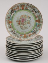 TWELVE CANTON ENAMELED DESSERT