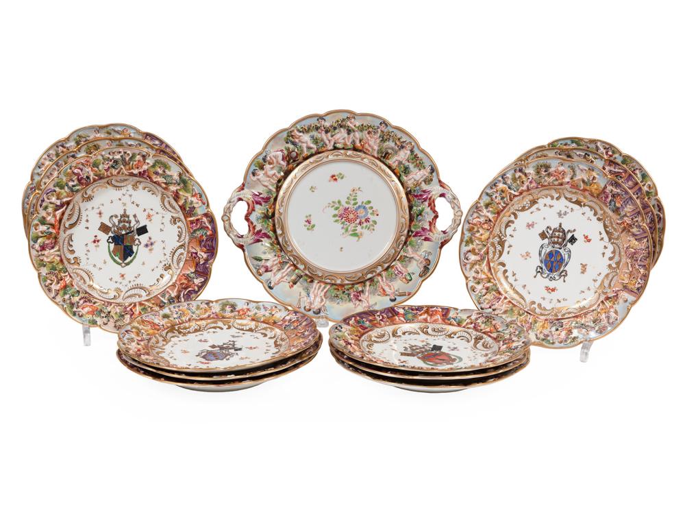 TWELVE CAPODIMONTE ARMORIAL