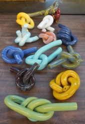 TWELVE CERAMIC KNOT SCULPTURES