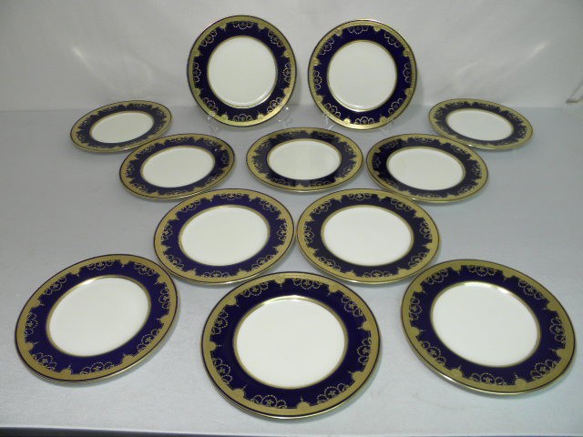 Twelve cobalt blue and gold gilt