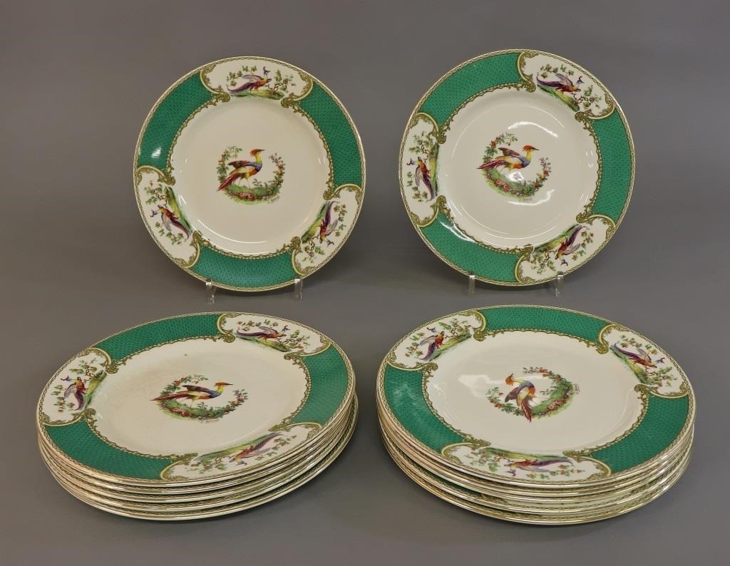 Twelve colorful Myott Staffordshire