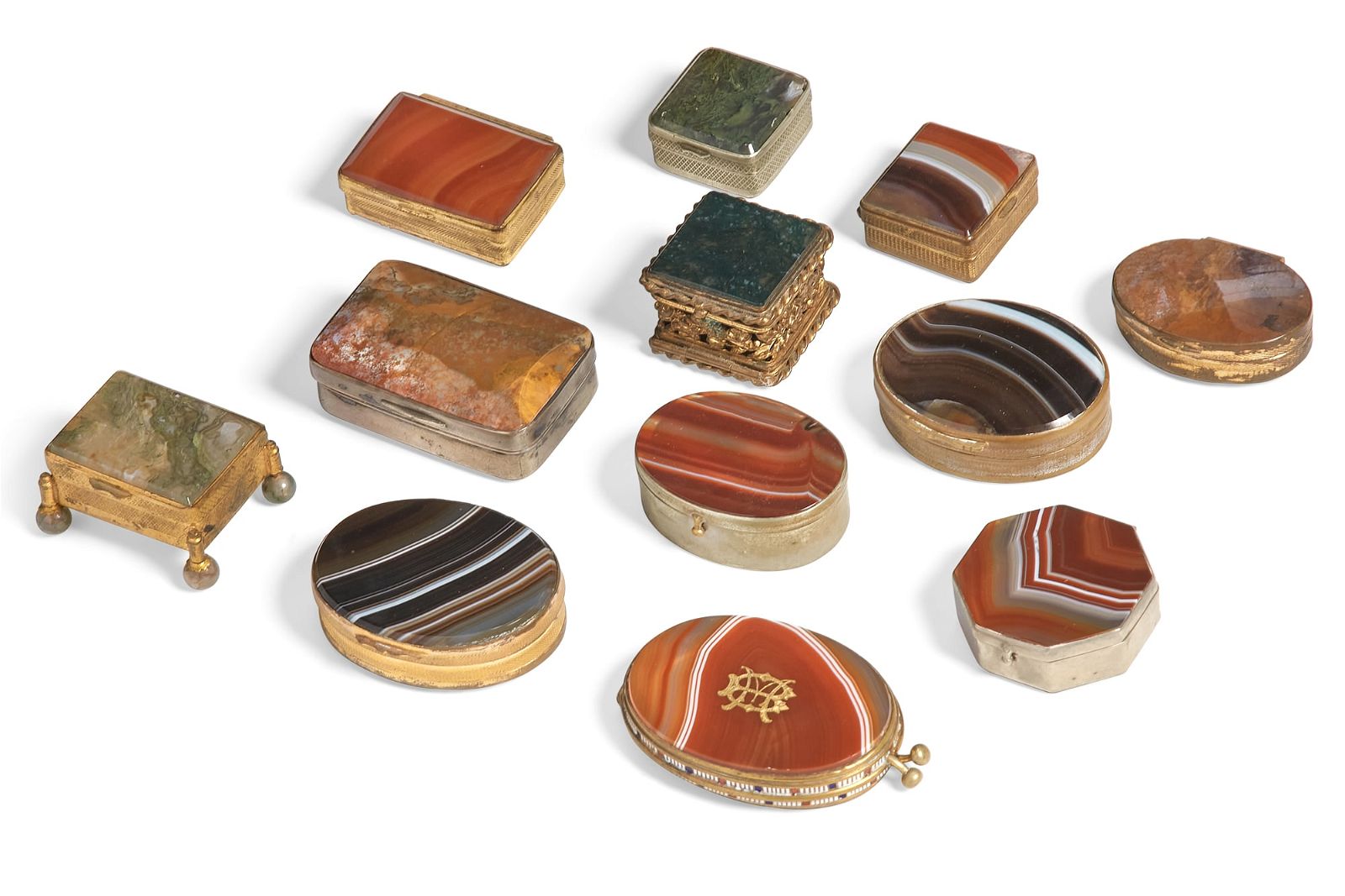 TWELVE CONTINENTAL AGATE AND