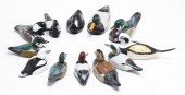 TWELVE DUCK CARVINGS BY DAVE F