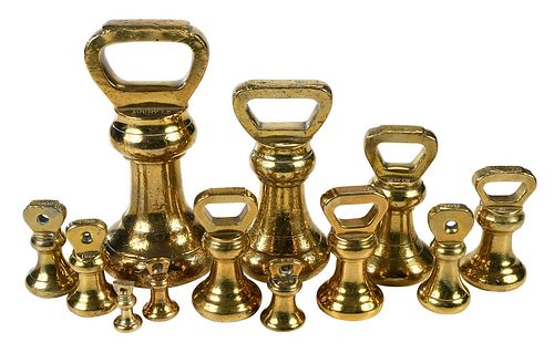 TWELVE ENGLISH BRASS BELL FORM