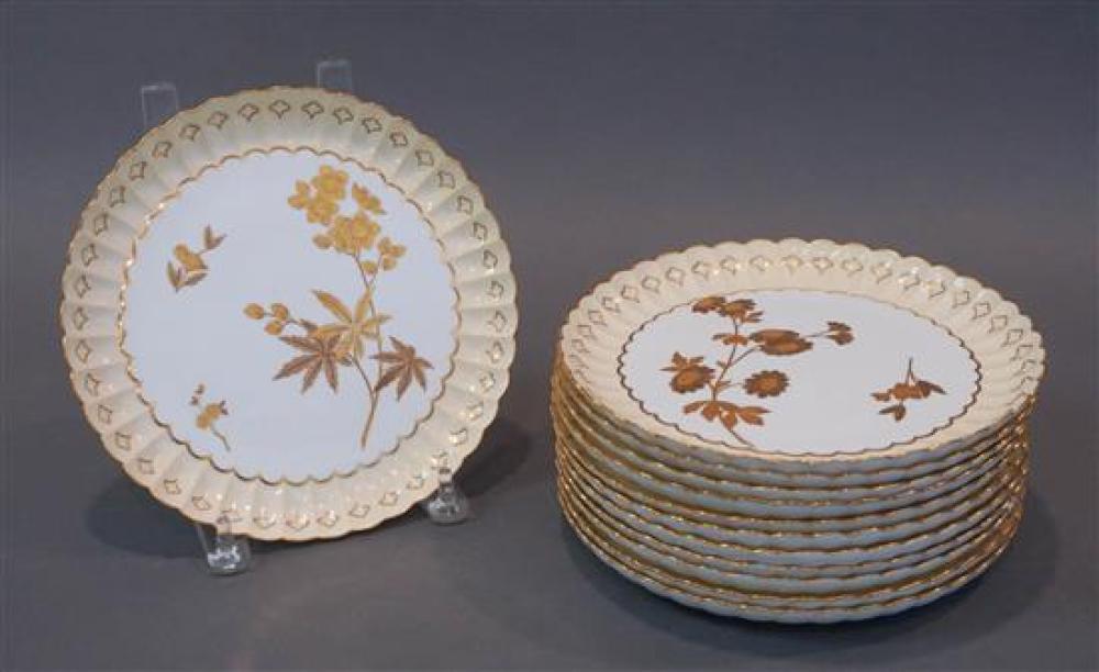 TWELVE ENGLISH GILT DECORATED