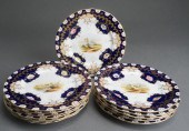 TWELVE ENGLISH PORCELAIN COBAL