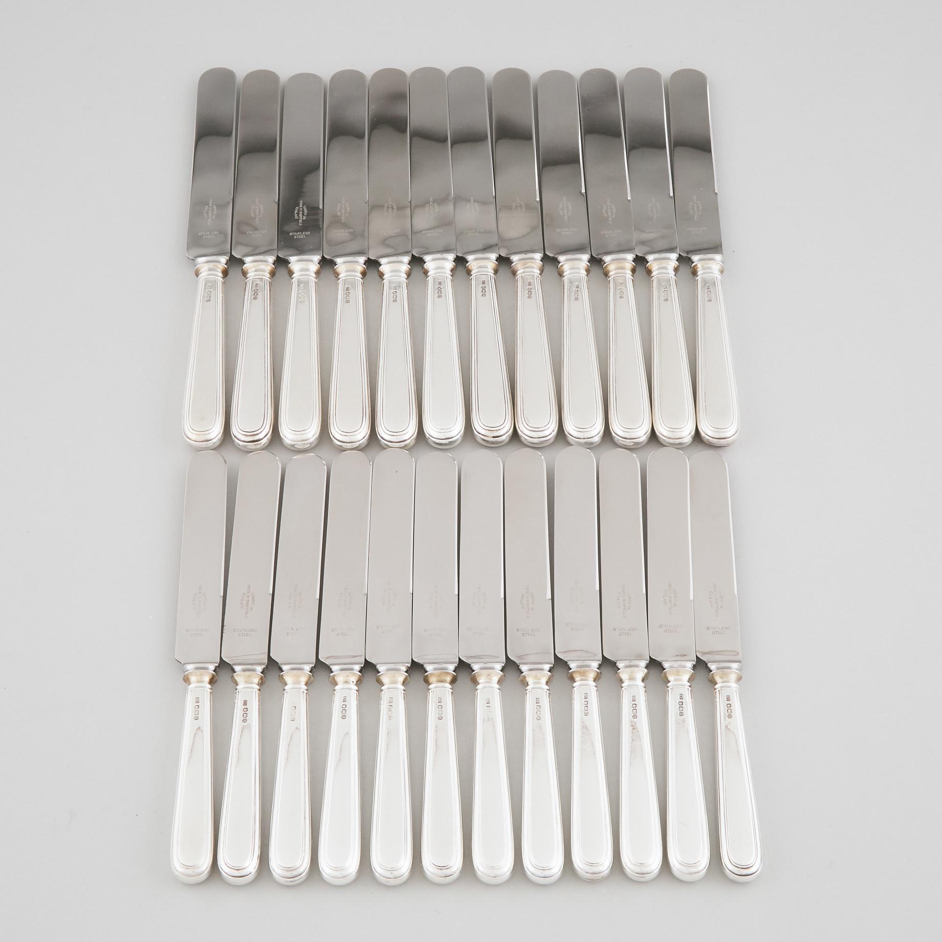 Twelve English Silver Handled