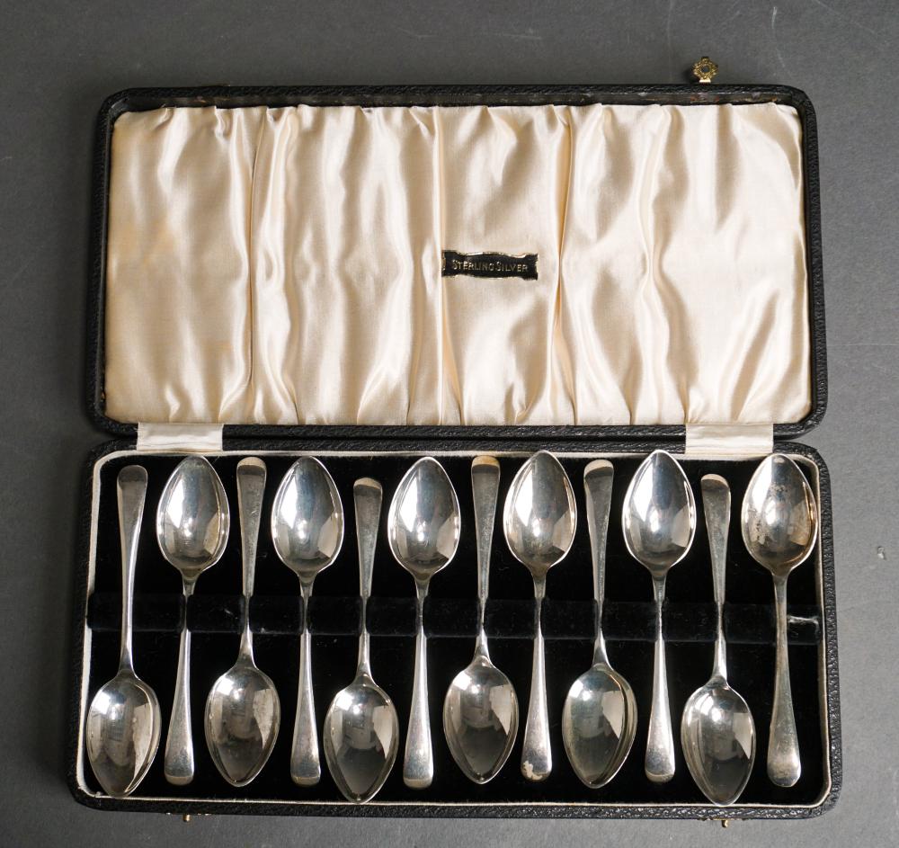 TWELVE ENGLISH SILVER TEASPOONS,