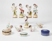 TWELVE EUROPEAN PORCELAIN FIGU