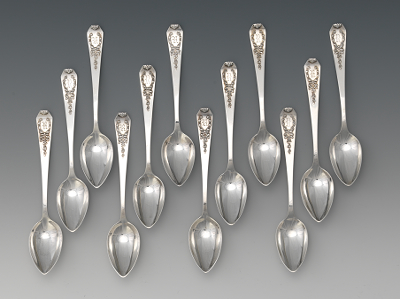 Twelve Fine Silver Teaspoons by