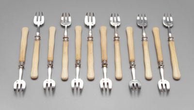 Twelve French silver oyster