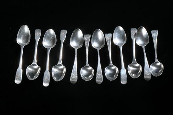 TWELVE GEORGE III SILVER TEASPOONS.