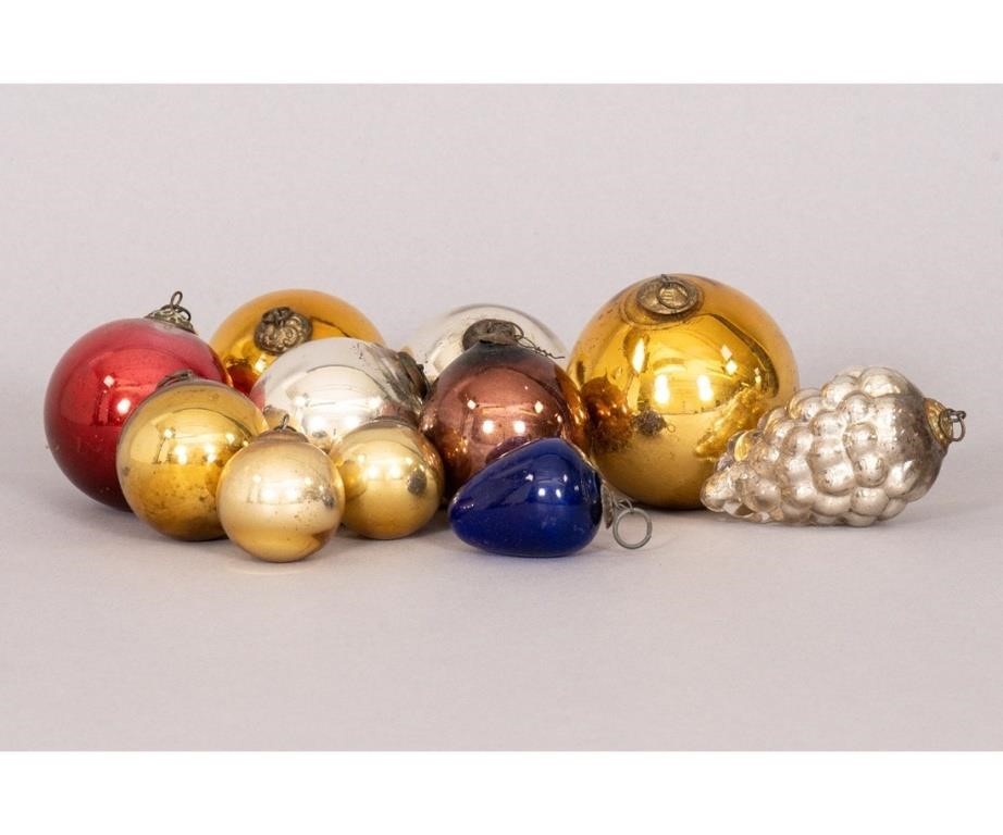 Twelve German glass kugels, 19th