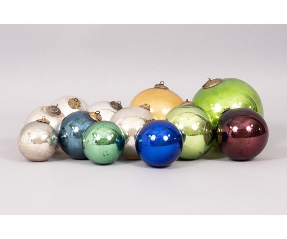 Twelve German glass kugels, 19th