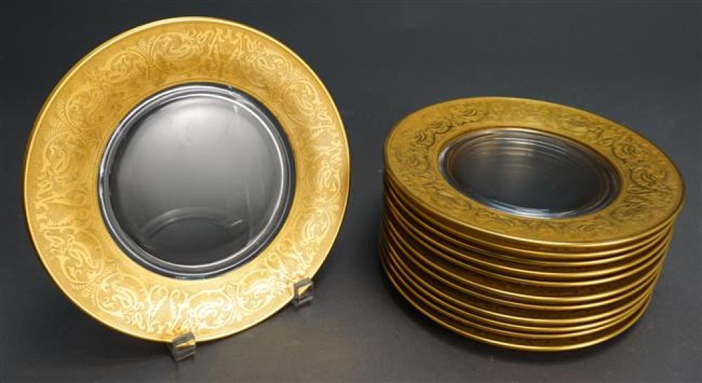 TWELVE GILT DECORATED GLASS
