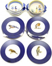 Twelve hand-painted French sal