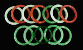 TWELVE HARDSTONE BANGLES, GREE
