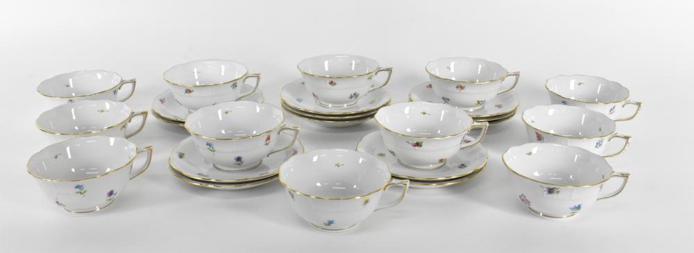 TWELVE HEREND PORCELAIN CUPS AND