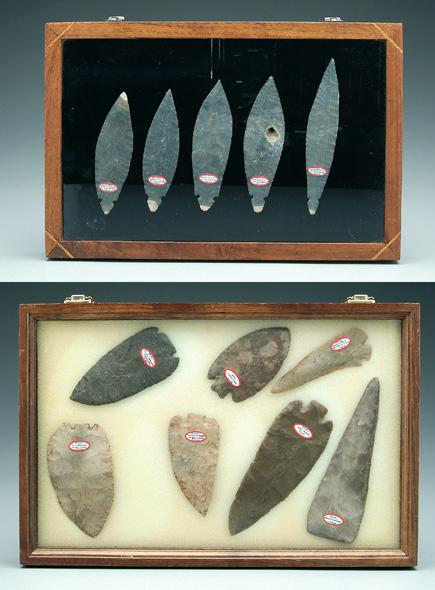 Twelve large projectile points,