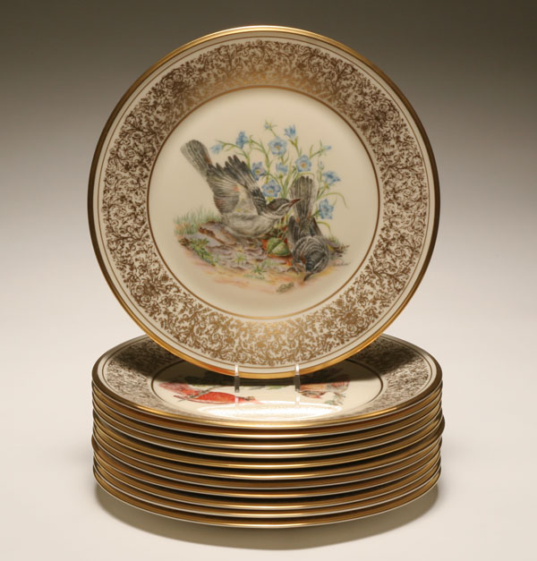 Twelve Lenox Boehm bird china