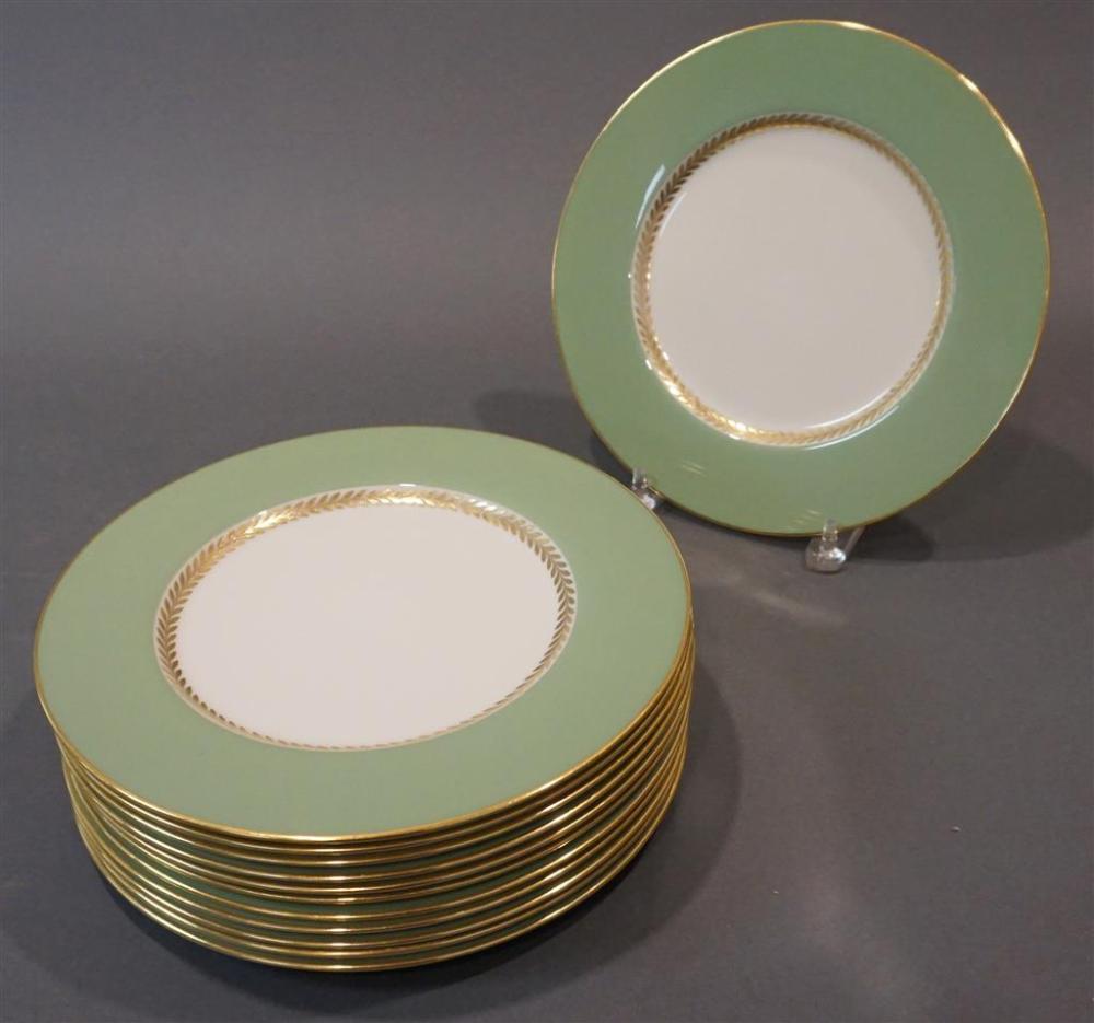 TWELVE LENOX GILT AND GREEN
