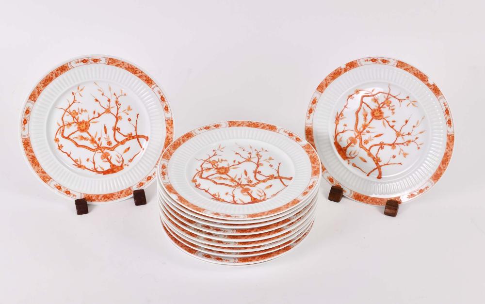 TWELVE LIMOGE IRON RED DECORATED