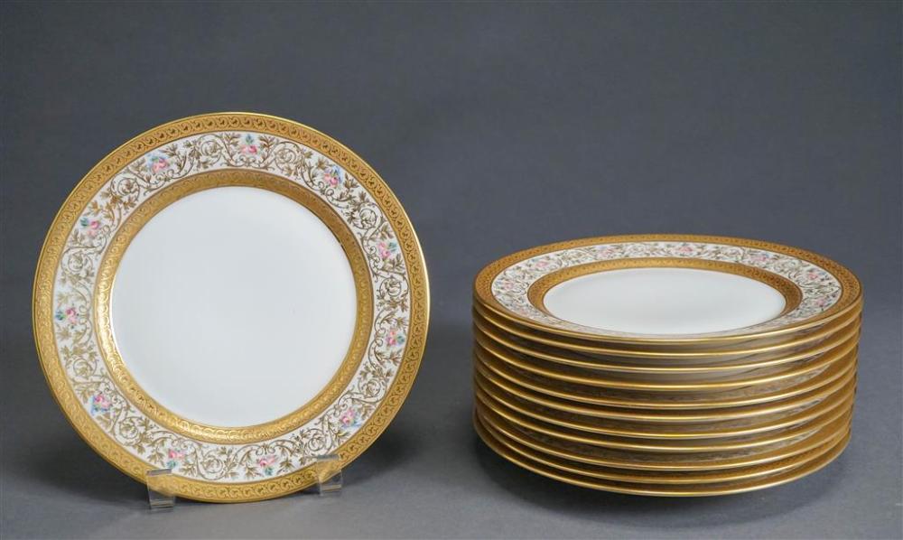 TWELVE LIMOGES GILT FLORAL