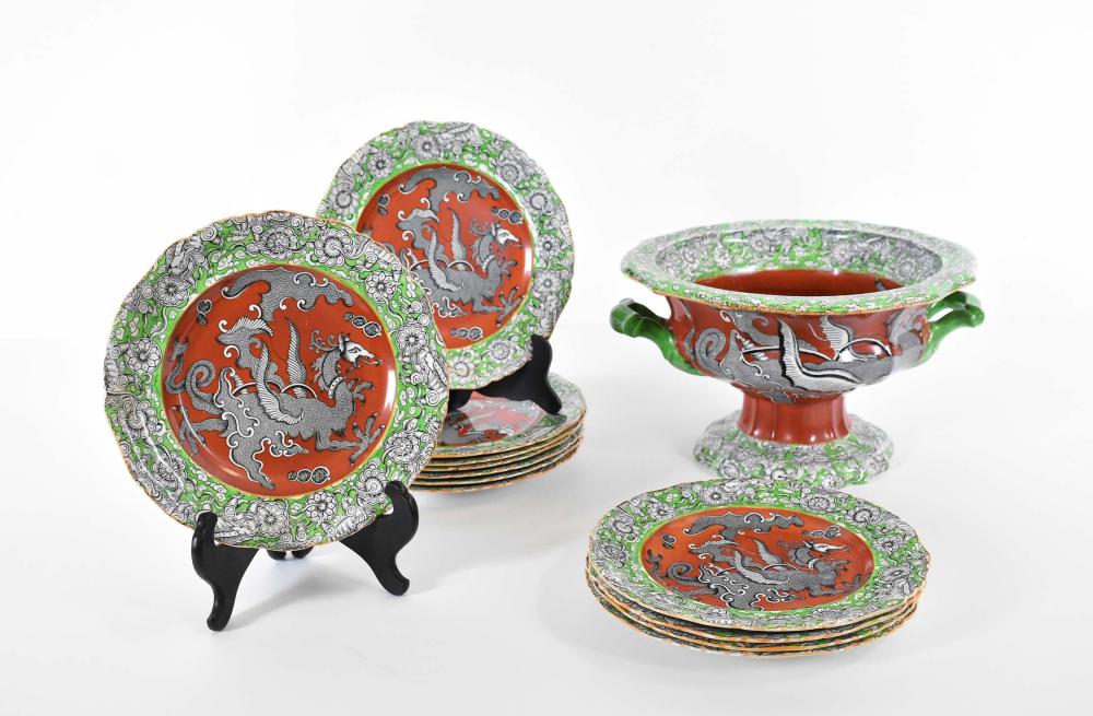 TWELVE MASONS IRONSTONE PLATES &