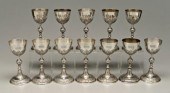 Twelve Mexican sterling goblet