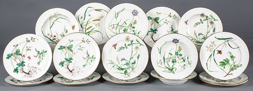 TWELVE MINTON BUTTERFLY & FLORA