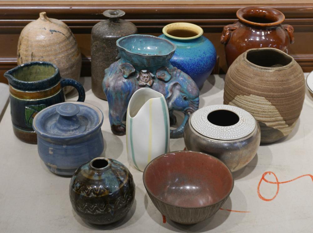 TWELVE MODERN GLAZED STUDIO POTTERY