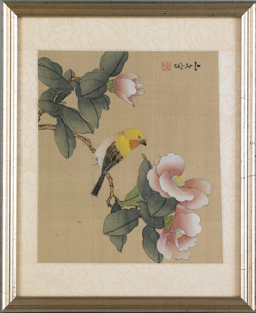 Twelve oriental silk paintings. ?