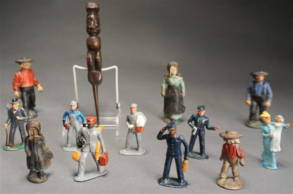 TWELVE PAINTED CAST IRON AND