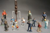 TWELVE PAINTED CAST IRON AND M