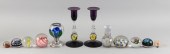 TWELVE PAPERWEIGHTS AND GLASS