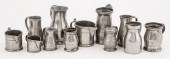 TWELVE PEWTER LIDLESS MEASURES