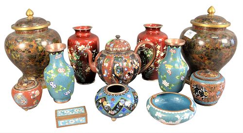 TWELVE PIECE CLOISONNE GROUP, TO
