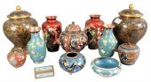 TWELVE PIECE CLOISONNE GROUP,