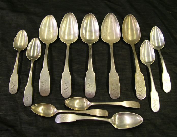Twelve-Piece Group of Coin Silver