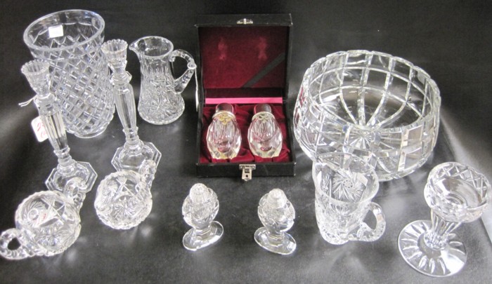 TWELVE PIECES CUT AND ENGRAVED