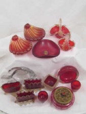 Twelve pieces of ruby glass mo