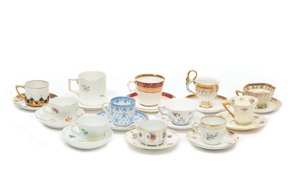 TWELVE PORCELAIN TEACUPS AND