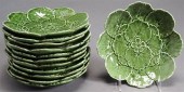 TWELVE PORTUGUESE GREEN GLAZED