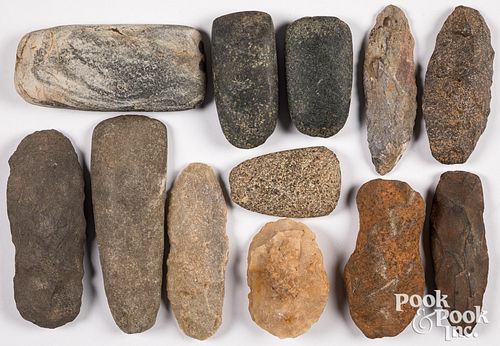 TWELVE PREHISTORIC STONE