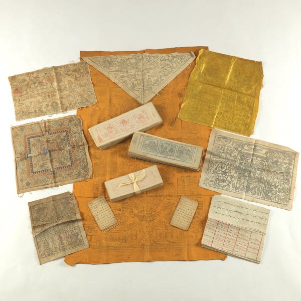 TWELVE PRINTED THANGKAS AND