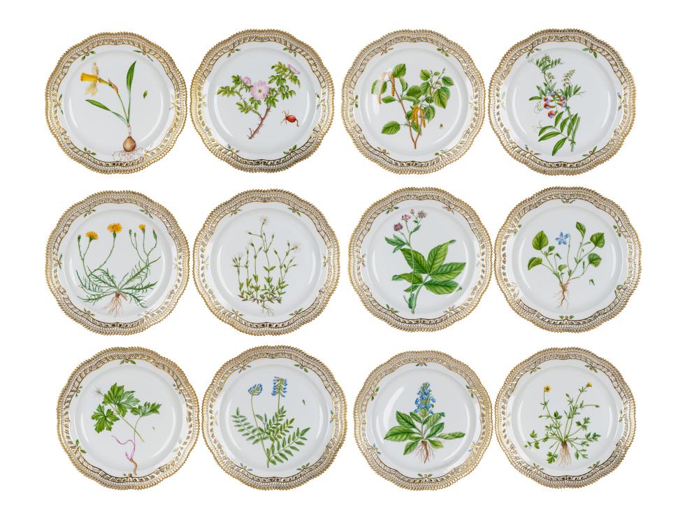 TWELVE ROYAL COPENHAGEN 'FLORA