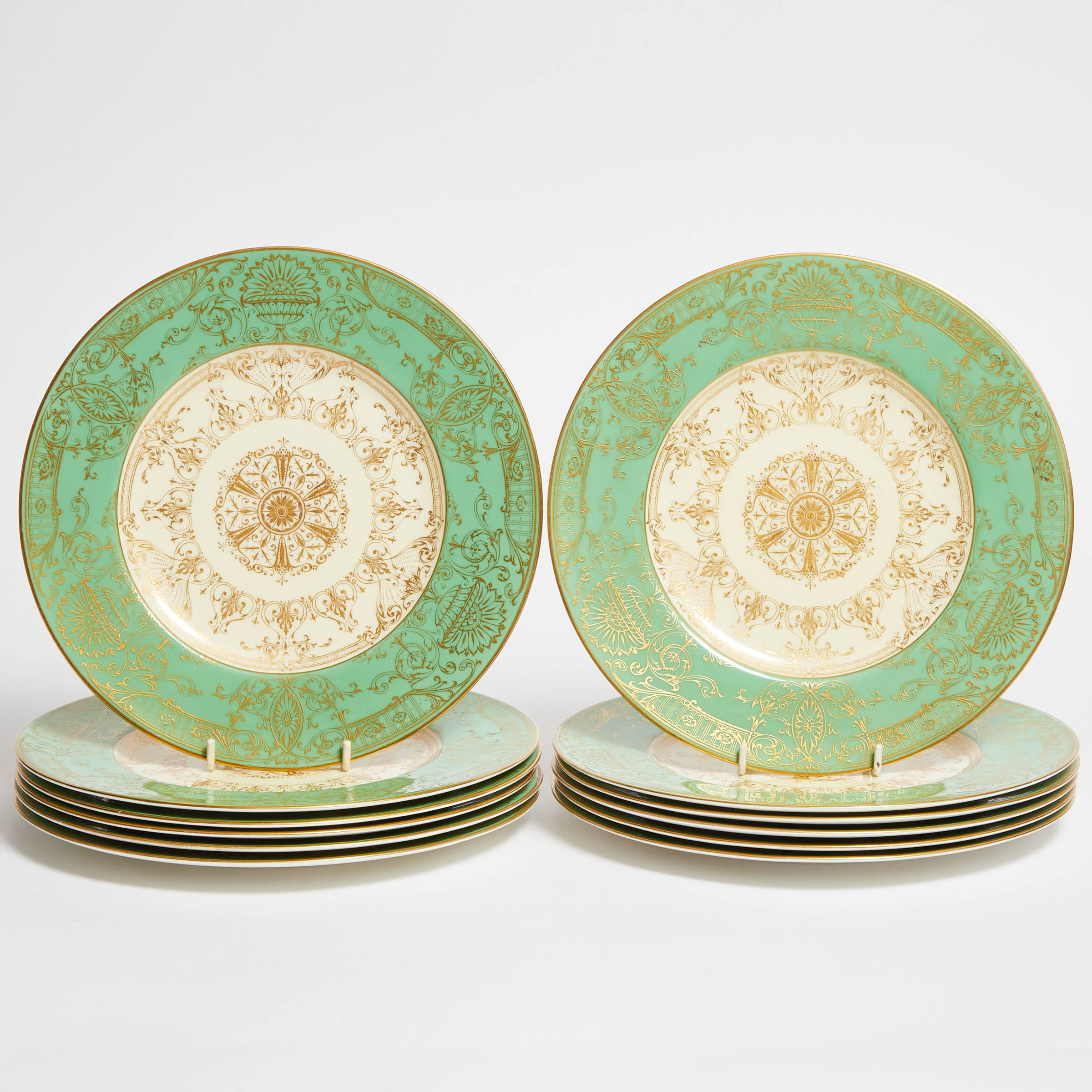 Twelve Royal Worcester Green and