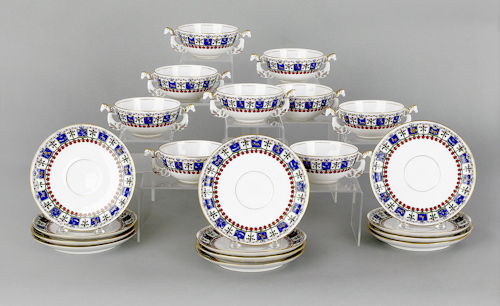 Twelve Russian porcelain saucers