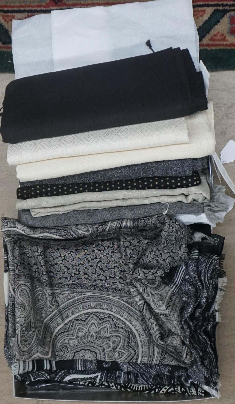 TWELVE SILK, WOOL, CASHMERE AND