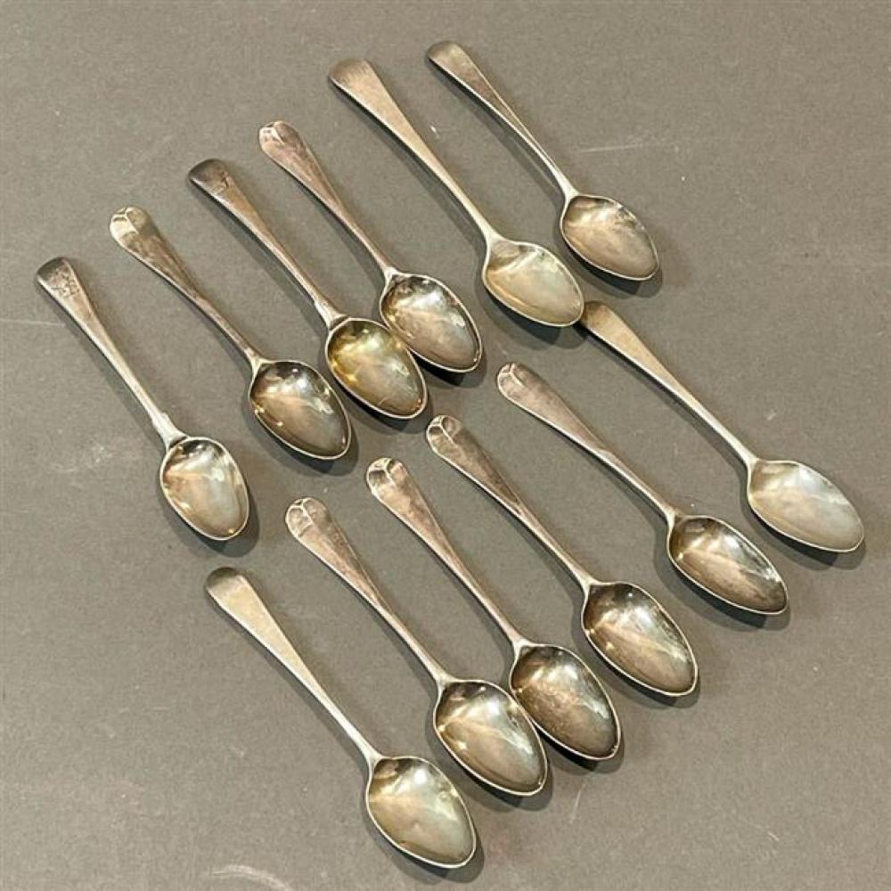 TWELVE SILVER DEMITASSE SPOONS, 5